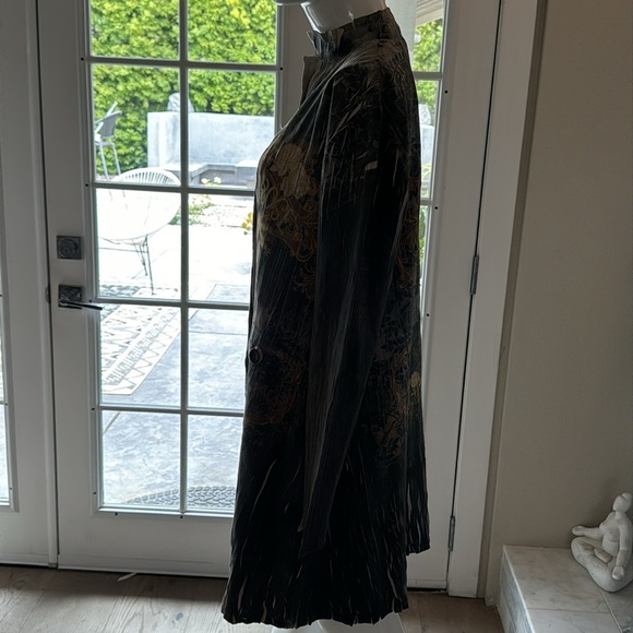 Me’chant Gray Multcolored Floral Pleated Coat Size XL - Picture 5 of 12